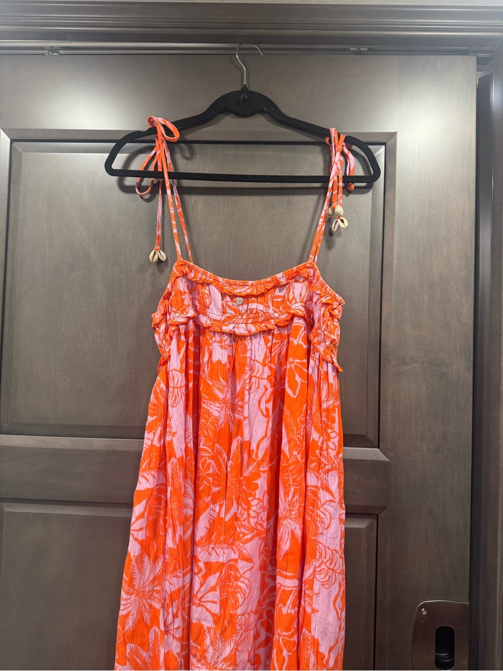 Roxy Orange Floral Tie-Shoulder One-Piece Dress - Picture 4 of 7